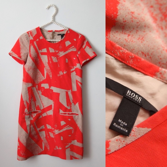 Hugo Boss Dresses & Skirts - BOSS Hugo Boss Tan/Orange Abstract Sz 0 Dress